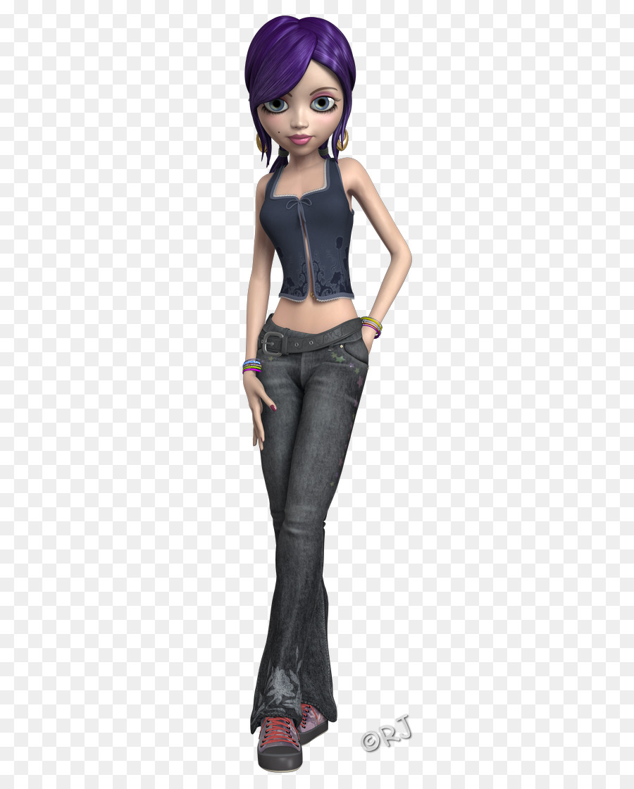 Garota Animada，Cabelo Roxo PNG