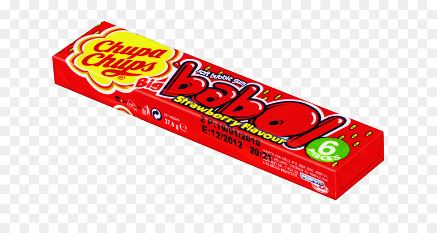 A Goma De Mascar，Chupa Chups Grande Babol Sabor Morango 6 Peças PNG