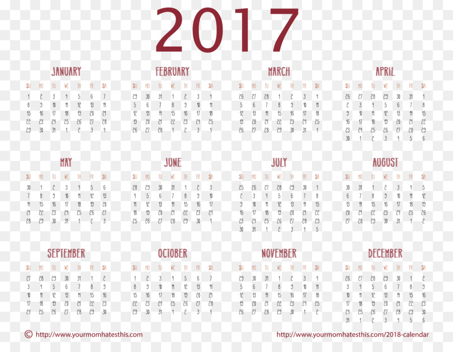 Calendário 2017，Ano PNG