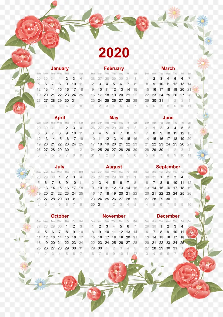 Calendário 2020，Ano PNG