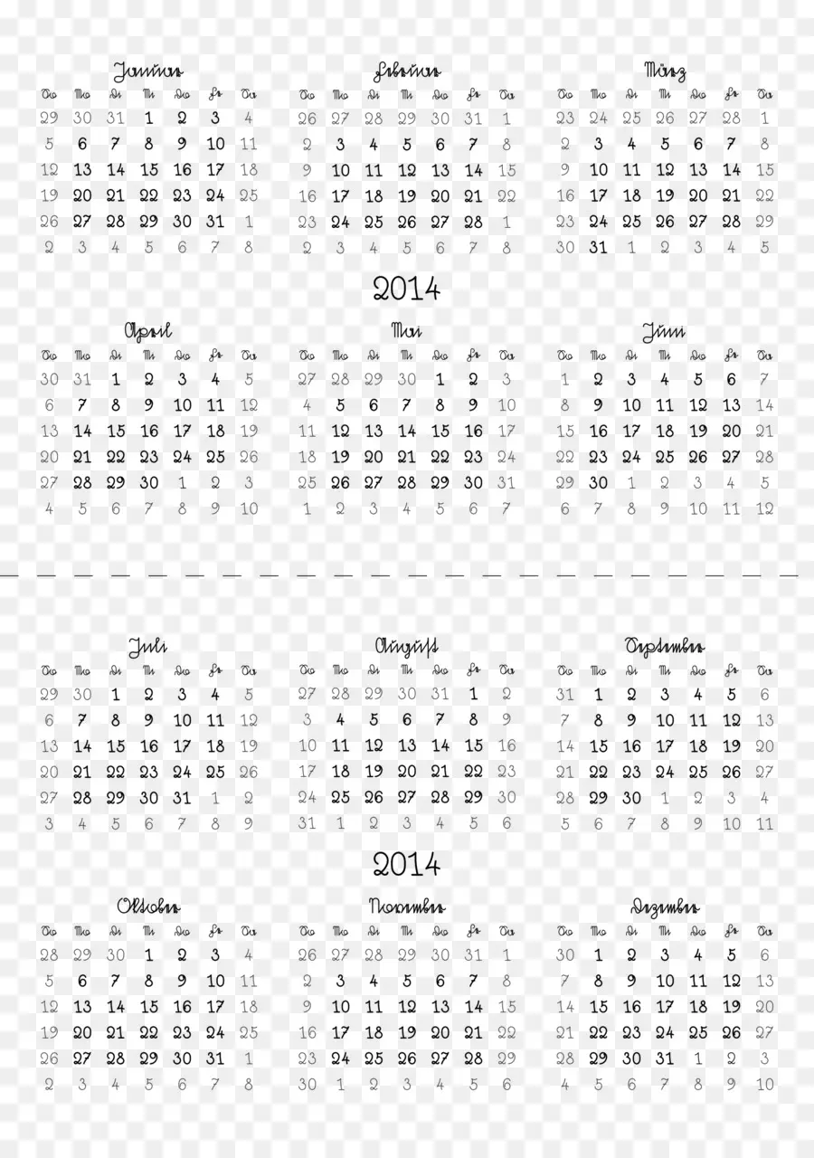 Calendário 2014，Ano PNG