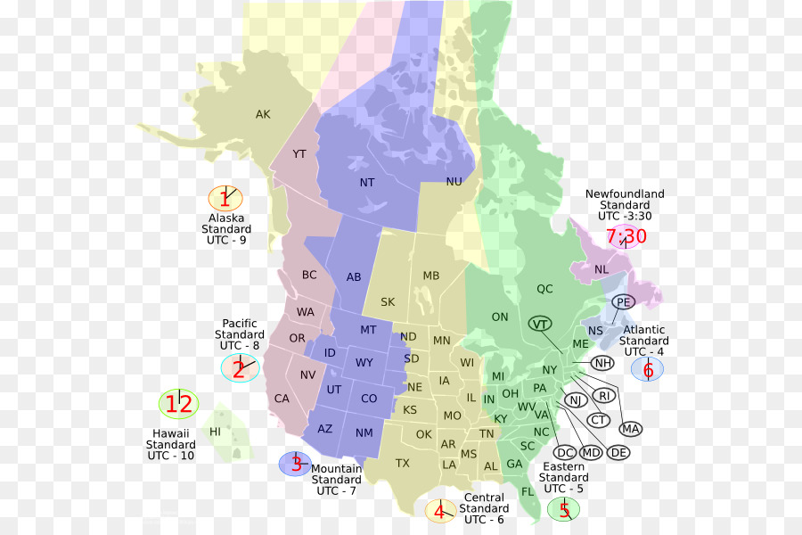 Mapa De Fuso Horário，Canadá PNG