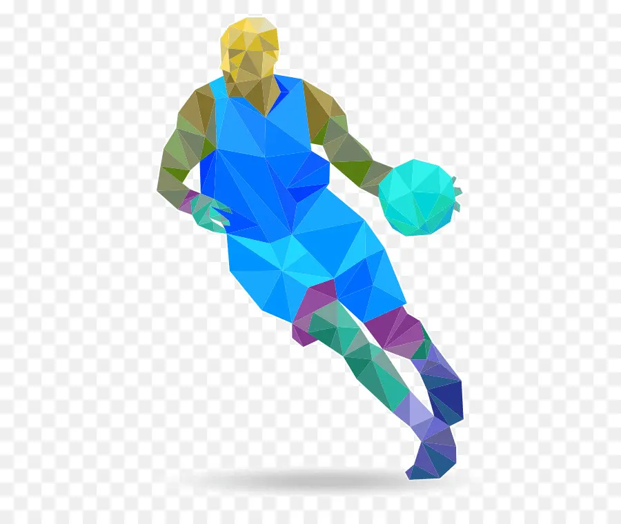 Jogador De Basquete Poligonal Colorido，Basquetebol PNG