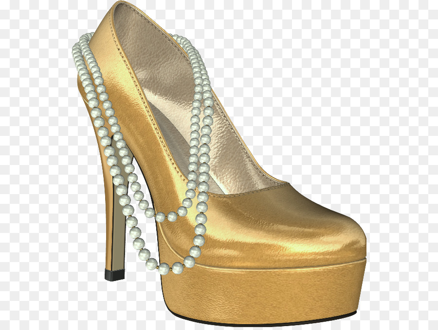 Sapato Dourado De Salto Alto，Moda PNG