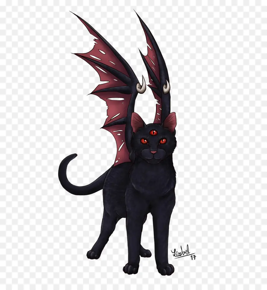 Gato Preto Com Asas，Fantasia PNG