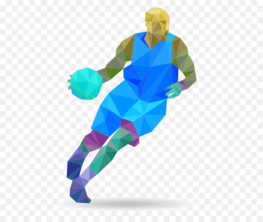 Jogador De Basquete Poligonal Colorido，Basquetebol PNG