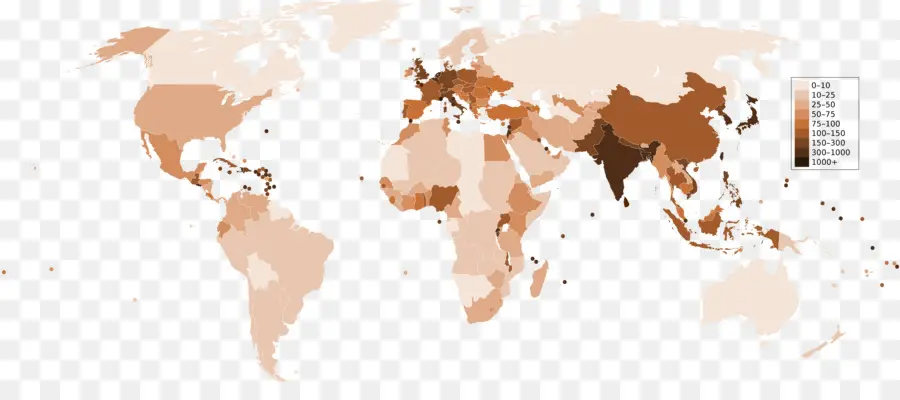 Mapa De Densidade Populacional Mundial，População PNG