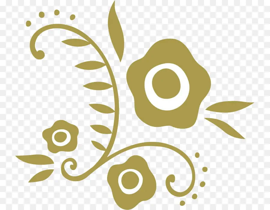 Design Floral Dourado，Flor PNG