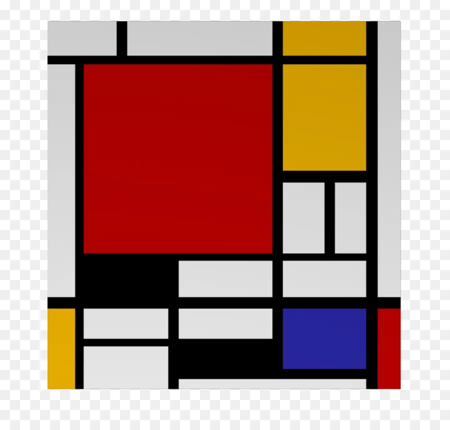 Composição Ii Em Vermelho Azul E Amarelo，Composição Com Vermelho Amarelo Azul E Preto PNG