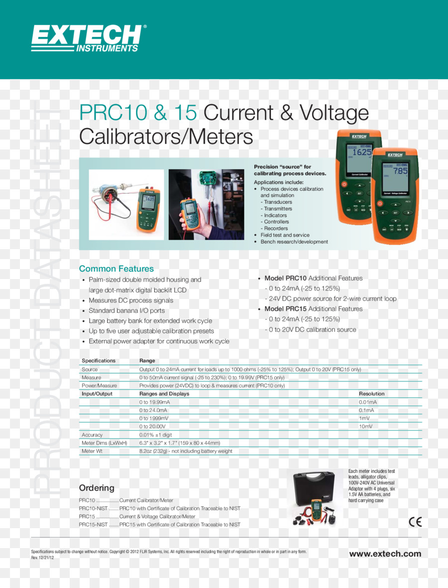 A Extech Prc15 Tensão De Corrente Calibrador，Extech Instruments PNG