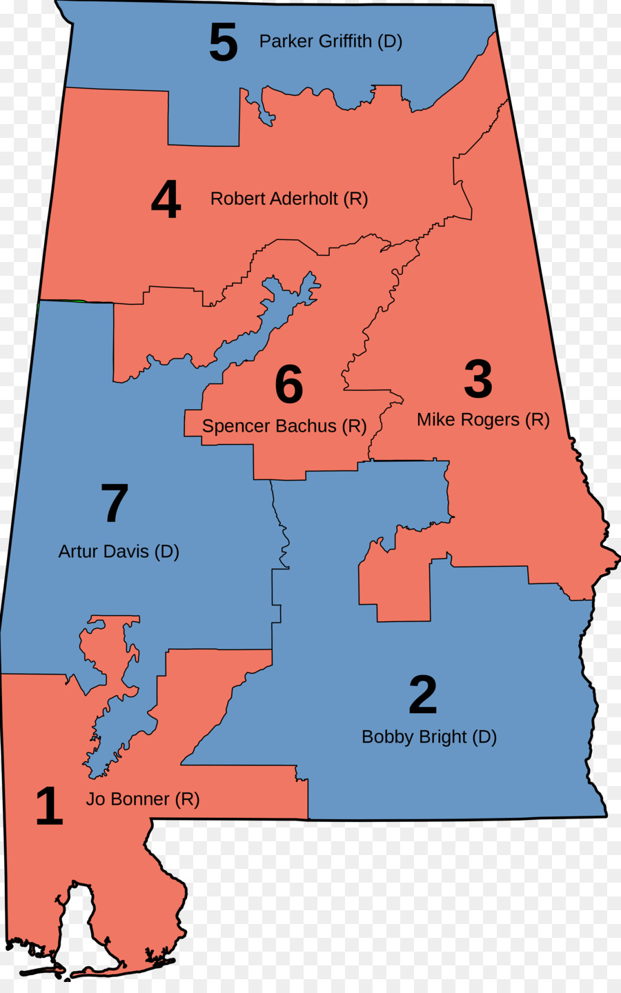 Mapa Do Alabama，Distritos PNG