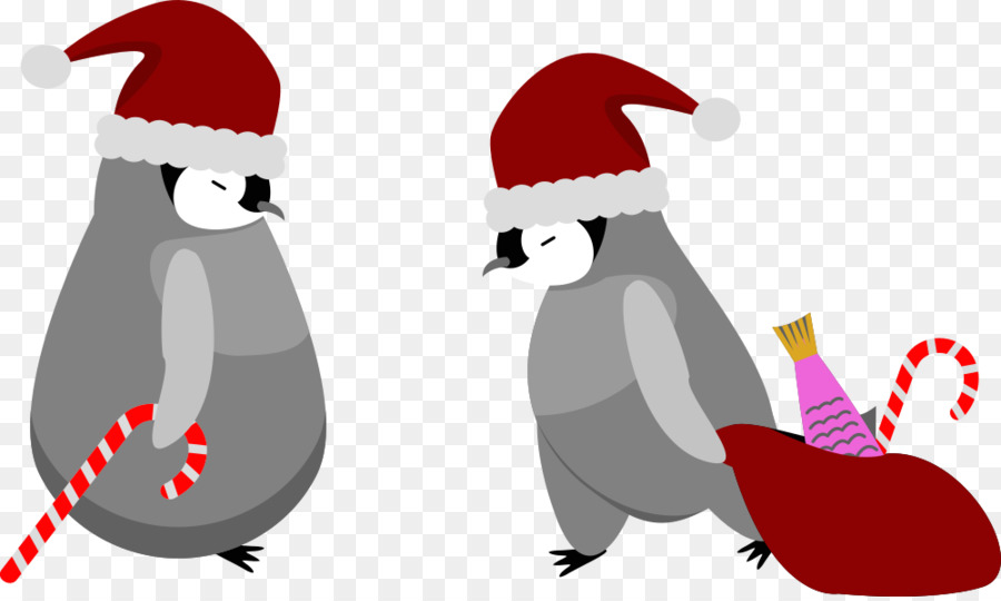 Pinguins Com Chapéus De Papai Noel，Natal PNG