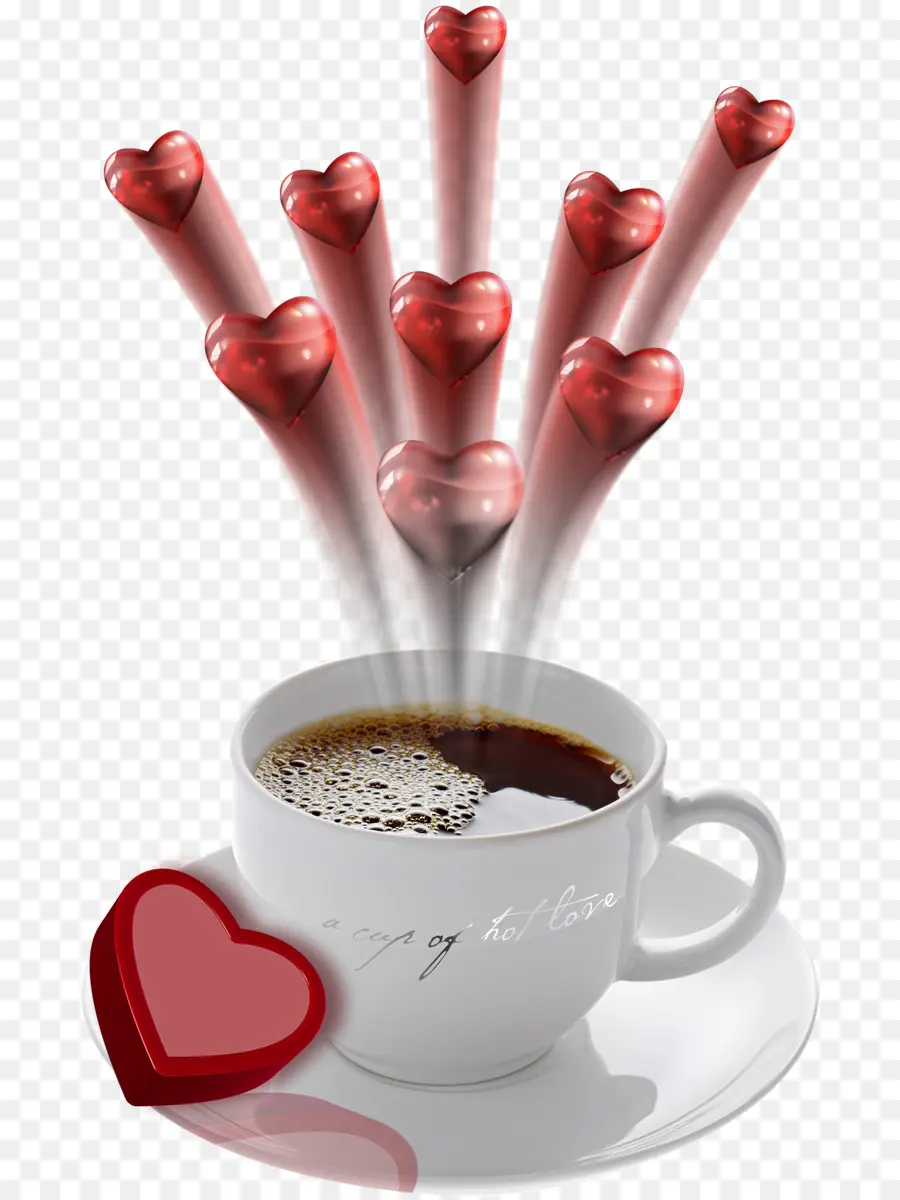 Xícara De Café Com Corações，Amor PNG