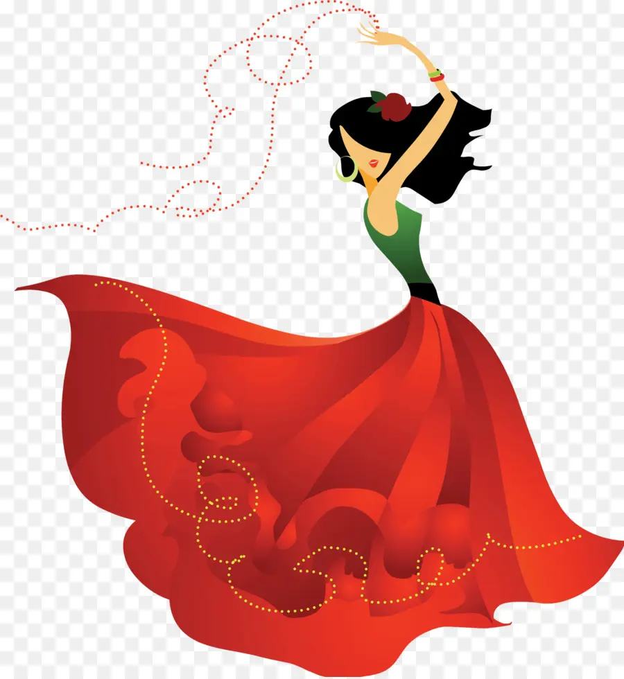 Mulher Dançando，Vestido Vermelho PNG