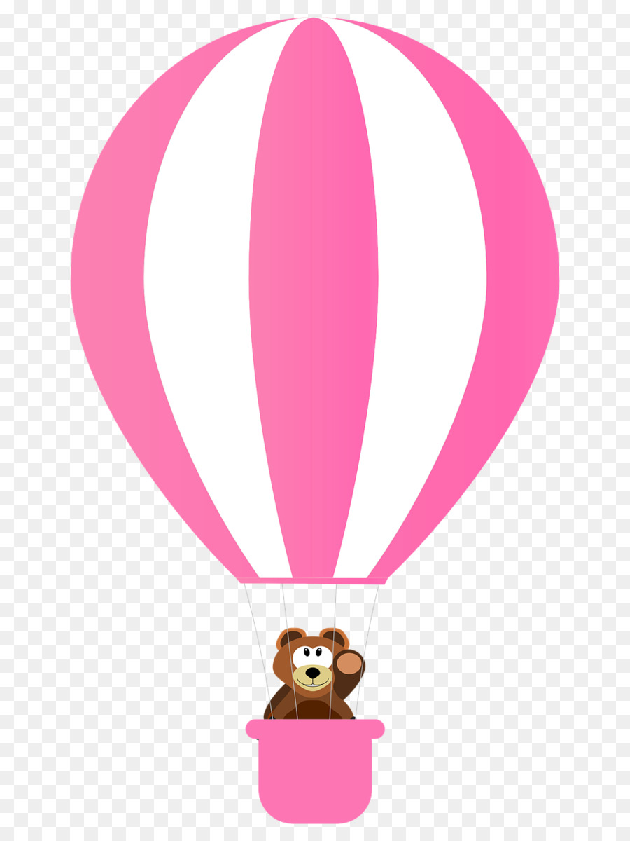 Balão De Ar Quente Rosa Com Urso，Rosa PNG