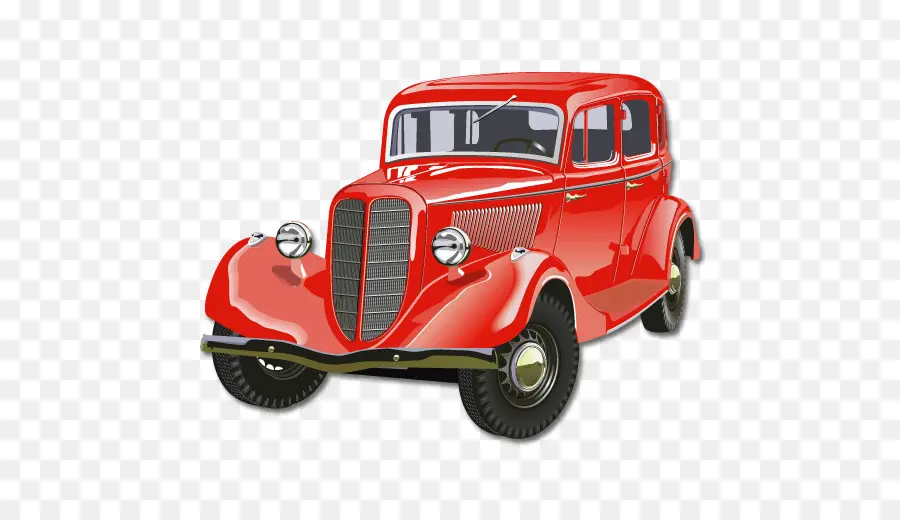 Carro Vermelho，Vintage PNG