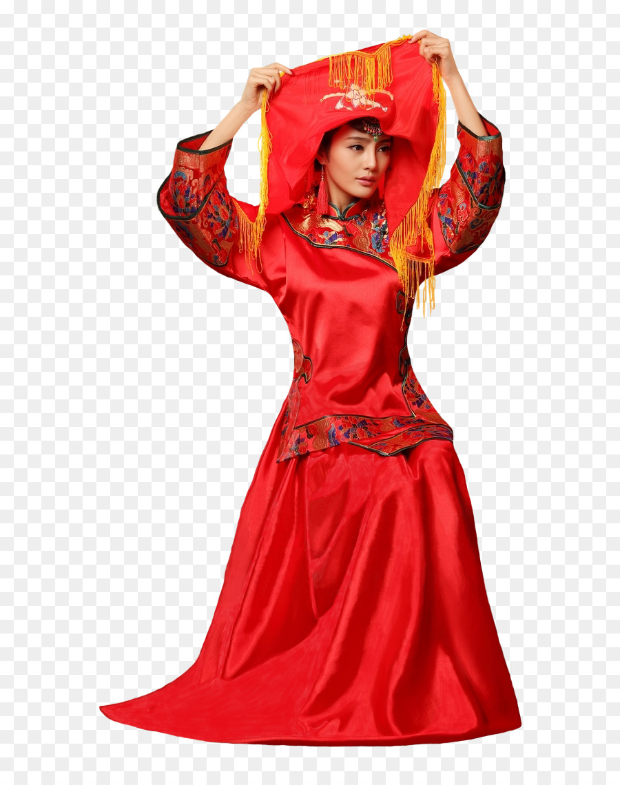 Mulher De Vestido Vermelho，Tradicional PNG