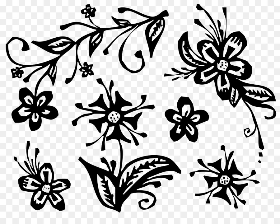 Desenho Floral Preto，Flor PNG