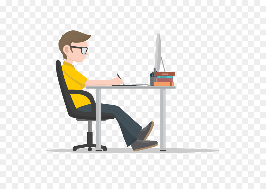 Homem Na Mesa，Computador PNG