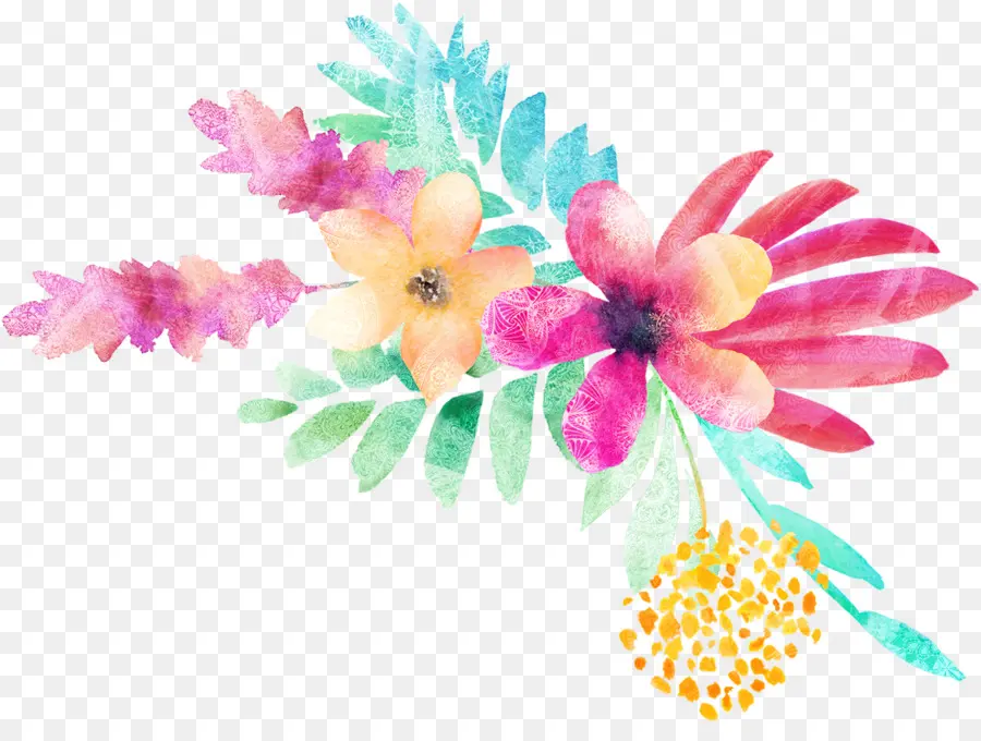 Design Floral，Pintura Em Aquarela PNG