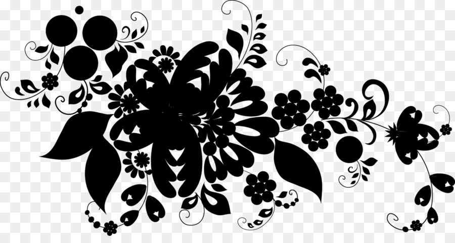 Design Floral Preto，Flor PNG