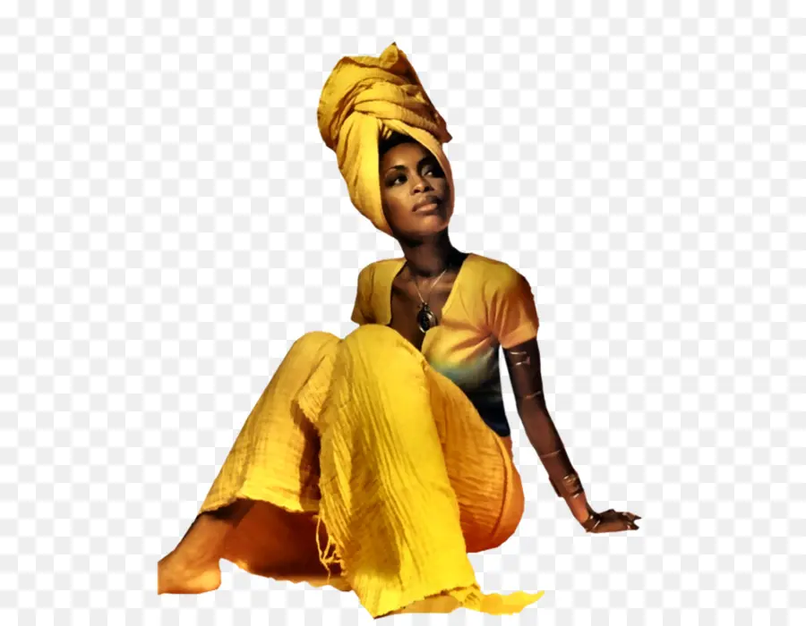 Mulher De Amarelo，Sentado PNG