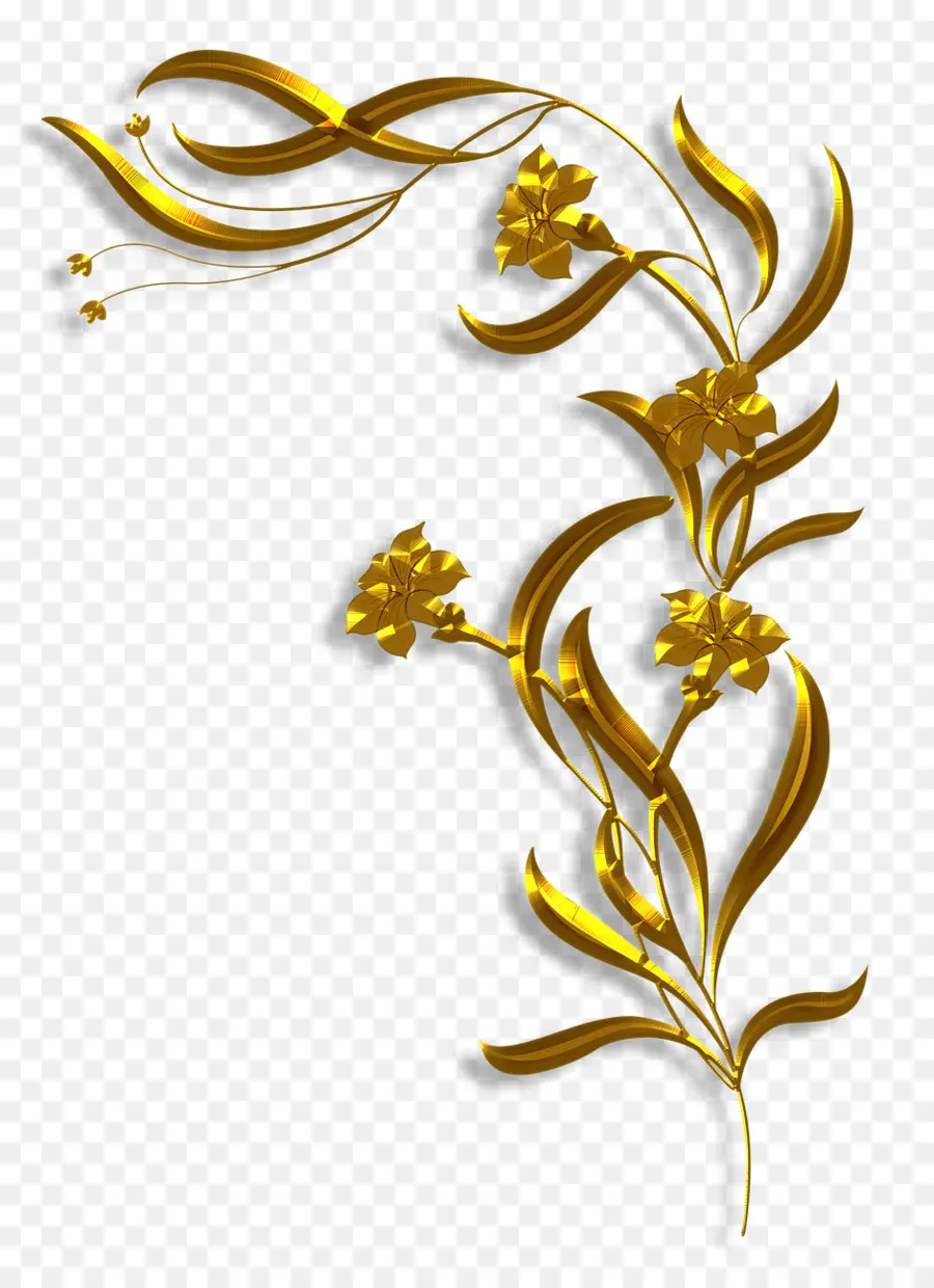 Desenho Floral Dourado，Flor PNG