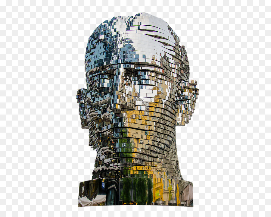 Escultura De Cabeça Metálica，Reflexivo PNG