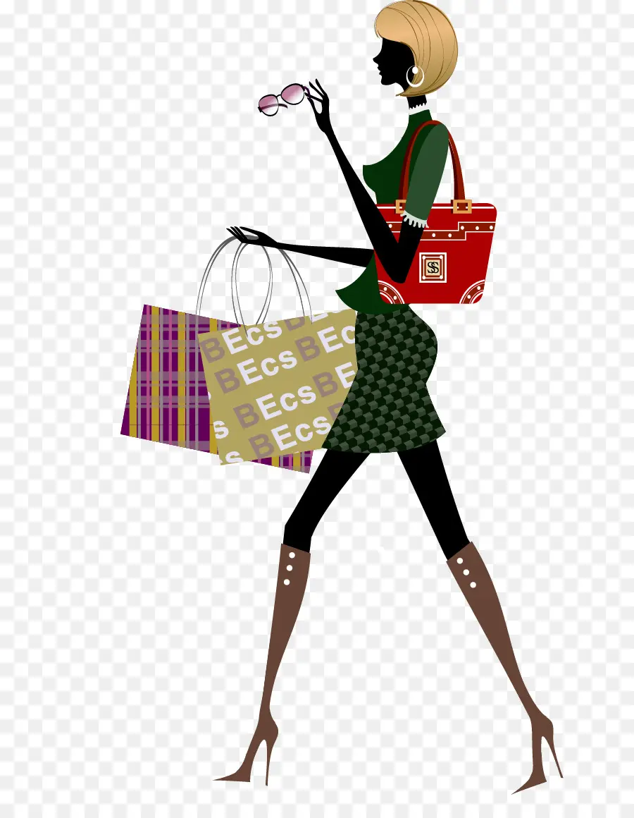 Mulher De Compras，Bolsas PNG