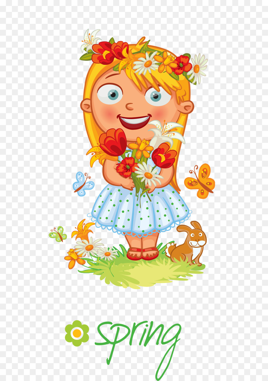 Menina Com Flores，Primavera PNG