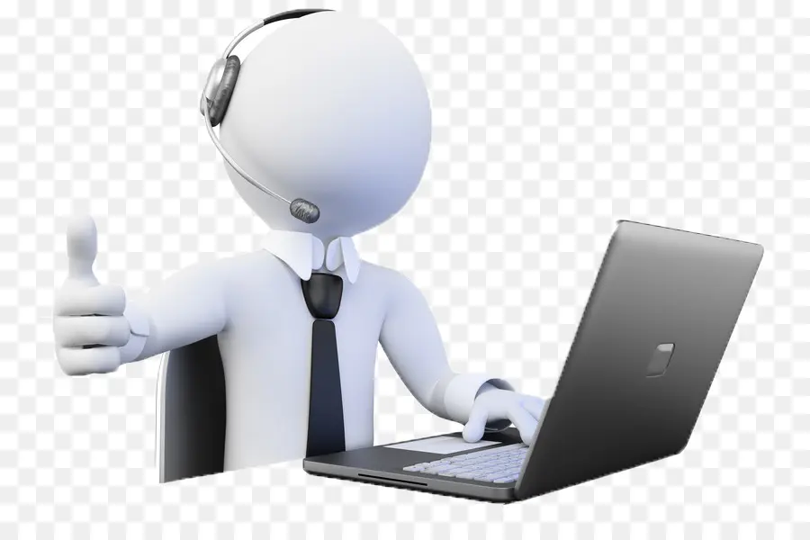 Figura Branca Com Laptop，Fone De Ouvido PNG