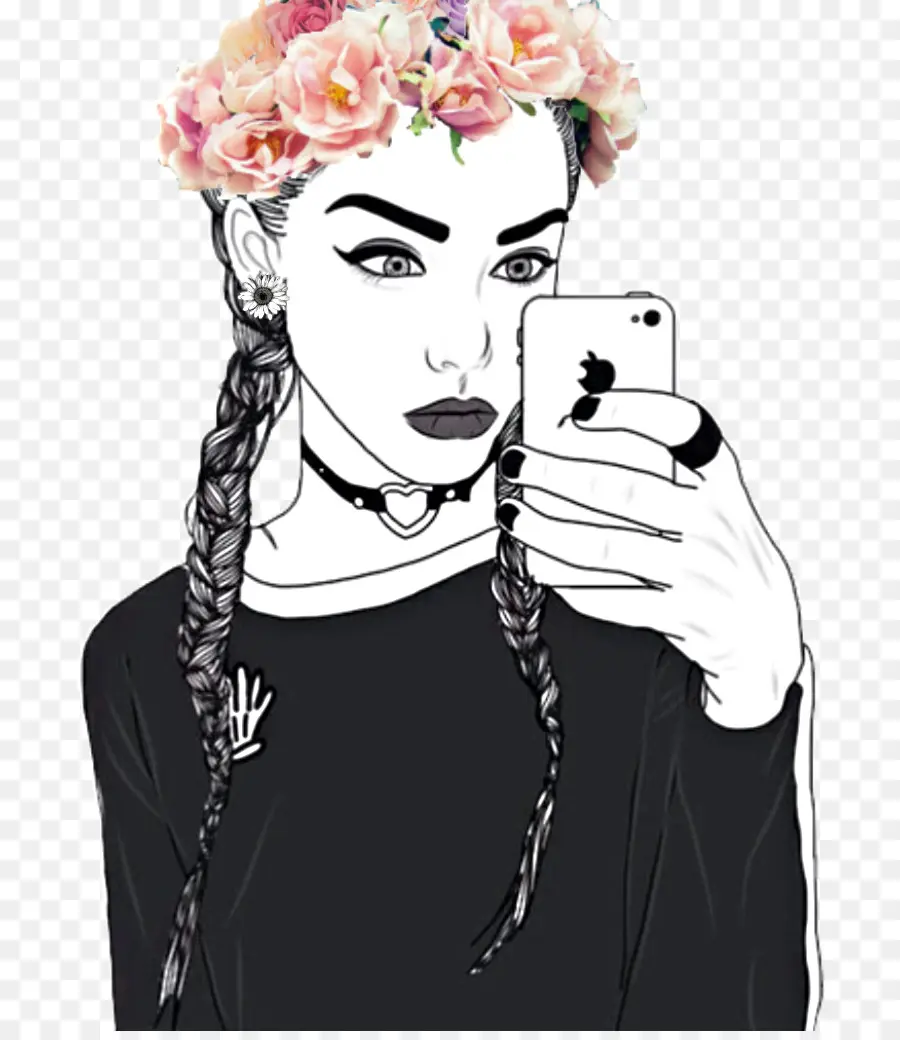 Menina Com Telefone，Selfie PNG