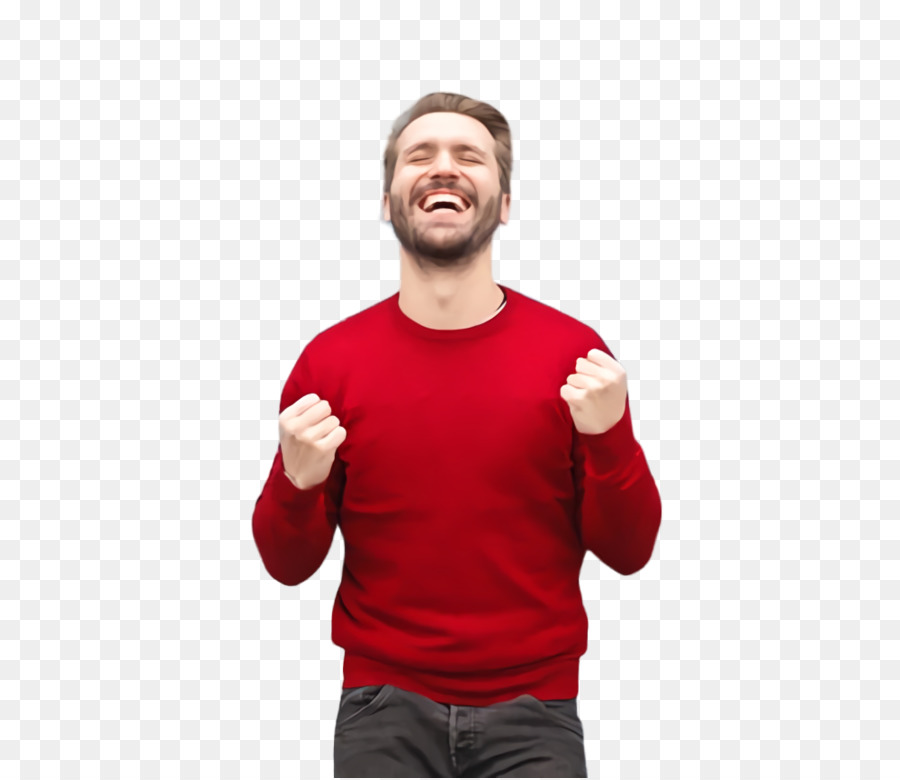 Homem Feliz Com Suéter Vermelho，Alegria PNG