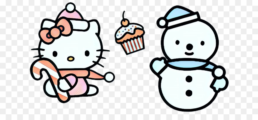 Olá Kitty E Boneco De Neve，Bastão De Doces PNG