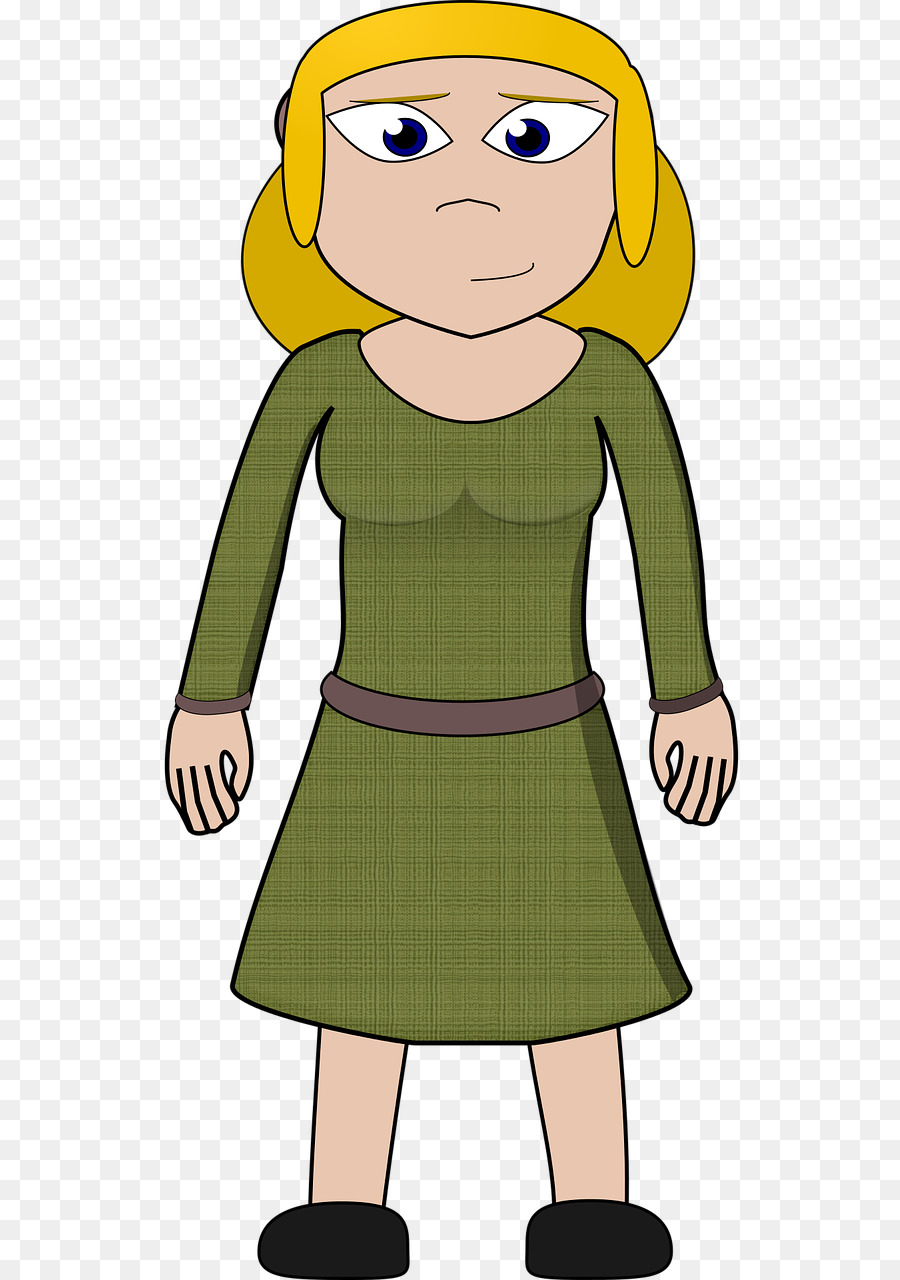 Mulher De Desenho Animado，Vestido Verde PNG