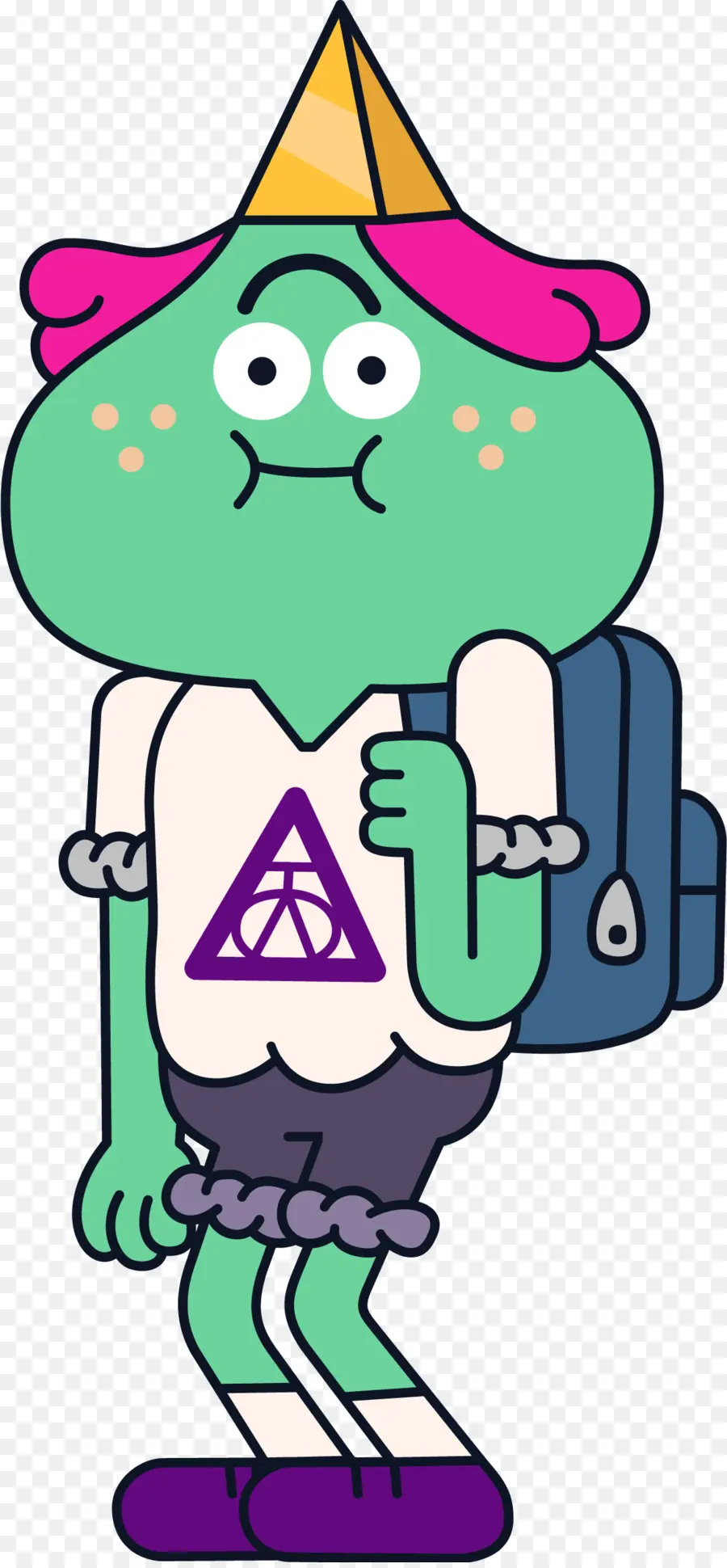 Personagem De Desenho Animado Verde，Mochila PNG