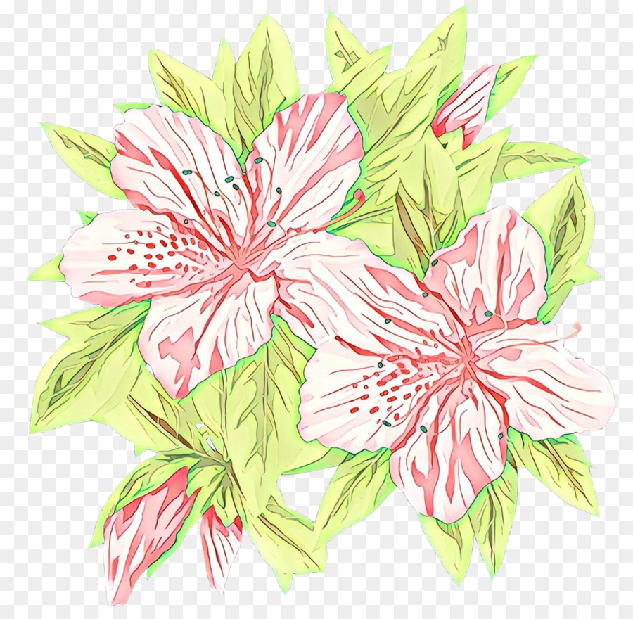 Flores Cor De Rosa，Folhas Verdes PNG