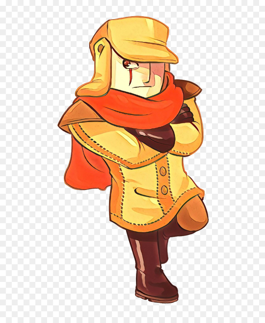 Personagem De Desenho Animado Com Casaco Amarelo，Lenço Vermelho PNG