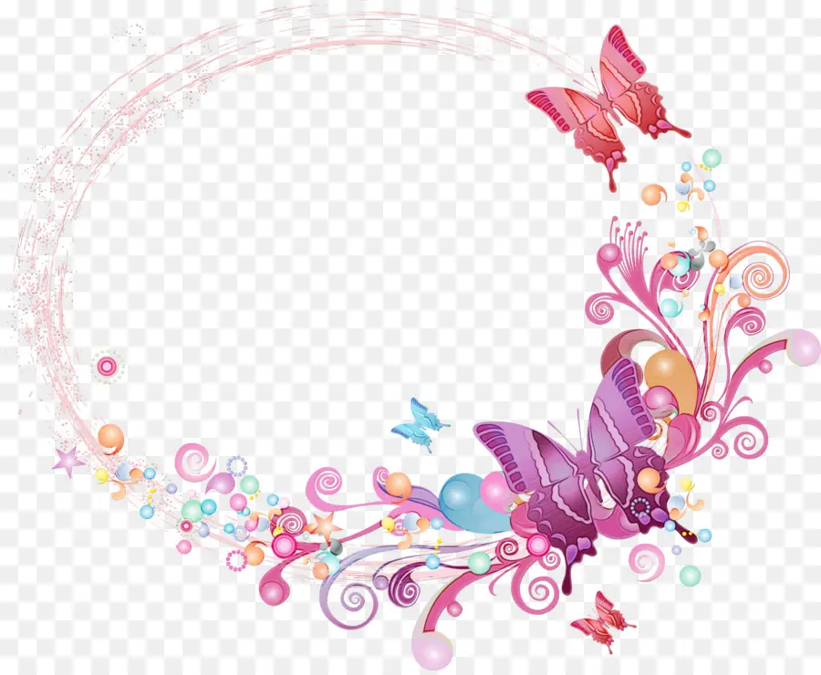 Borboleta，Flower Frame PNG