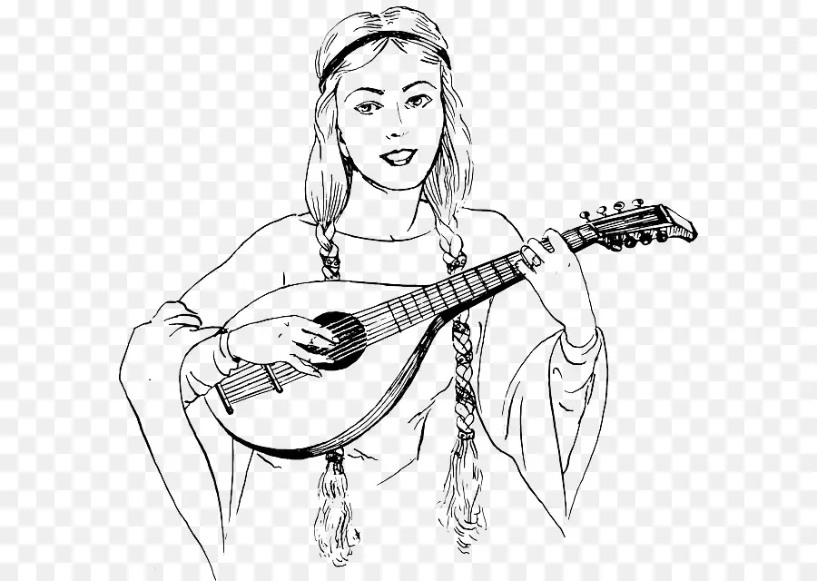 Mulher Tocando Alaúde，Músico PNG