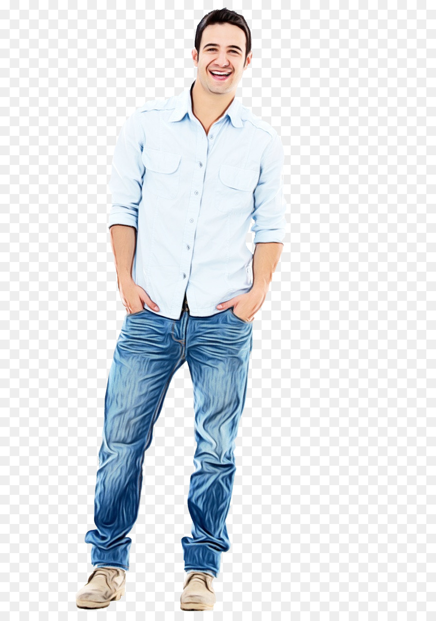 Homem De Camisa Branca，Jeans PNG