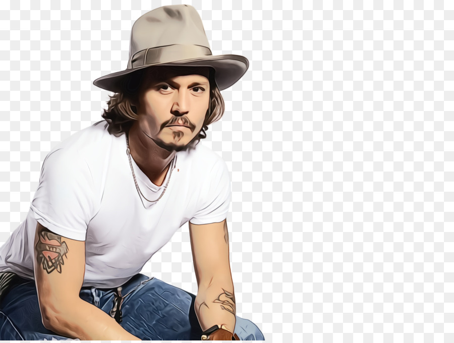 Homem Com Chapéu E Tatuagens，Sentado PNG