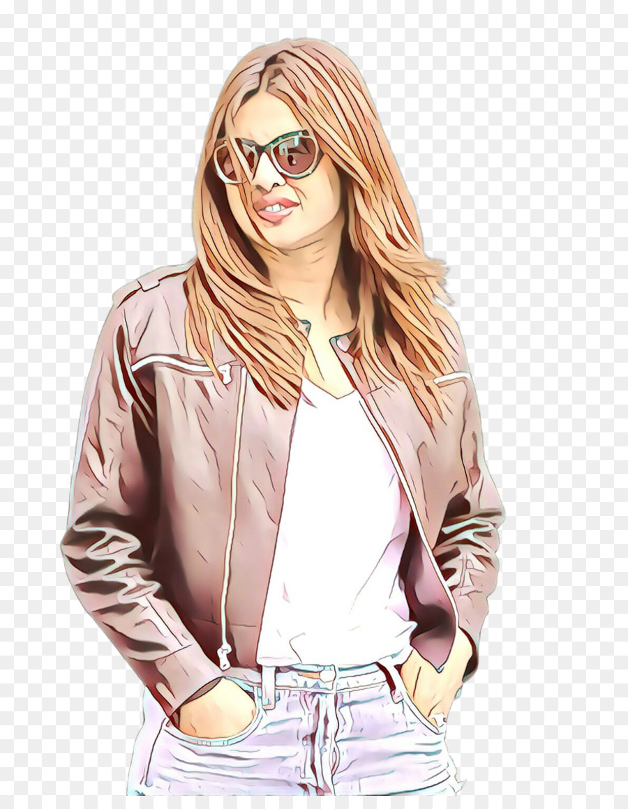 Mulher Com Jaqueta De Couro，Estilo PNG