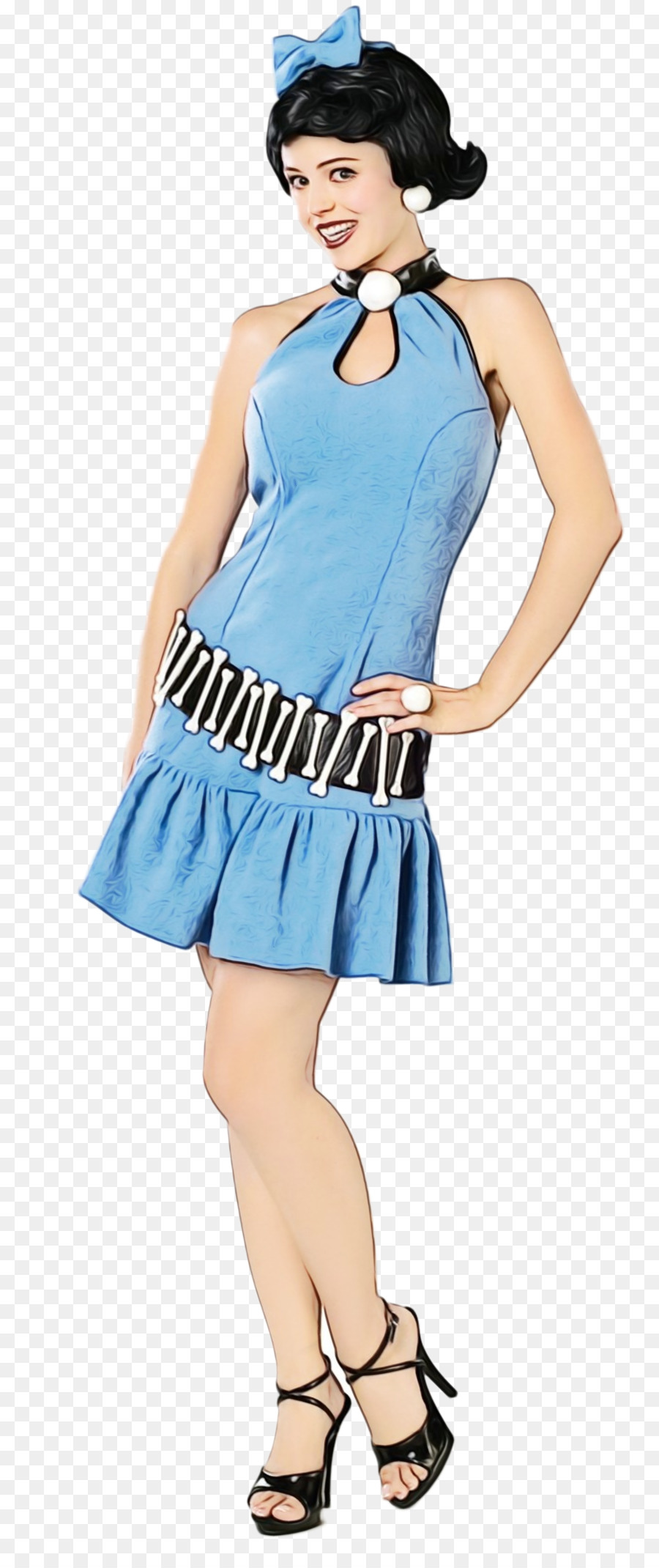 Mulher De Desenho Animado，Vestido Azul PNG