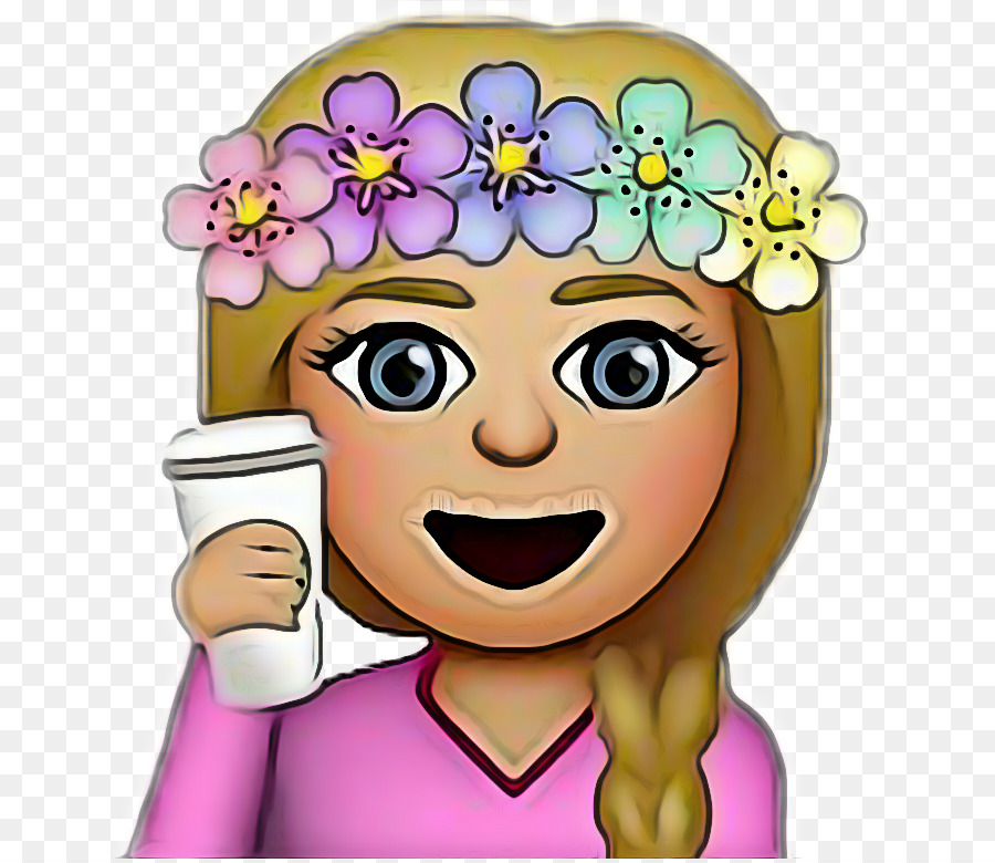 Garota Emoji，Coroa De Flores PNG