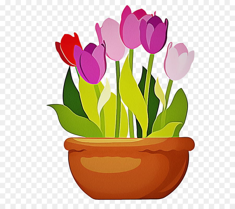 Tulipas Amarelas，Pote PNG