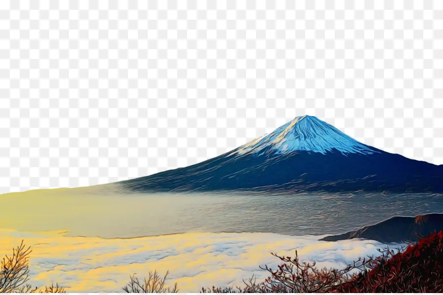 O Monte Fuji，Montagem Do Cenário PNG
