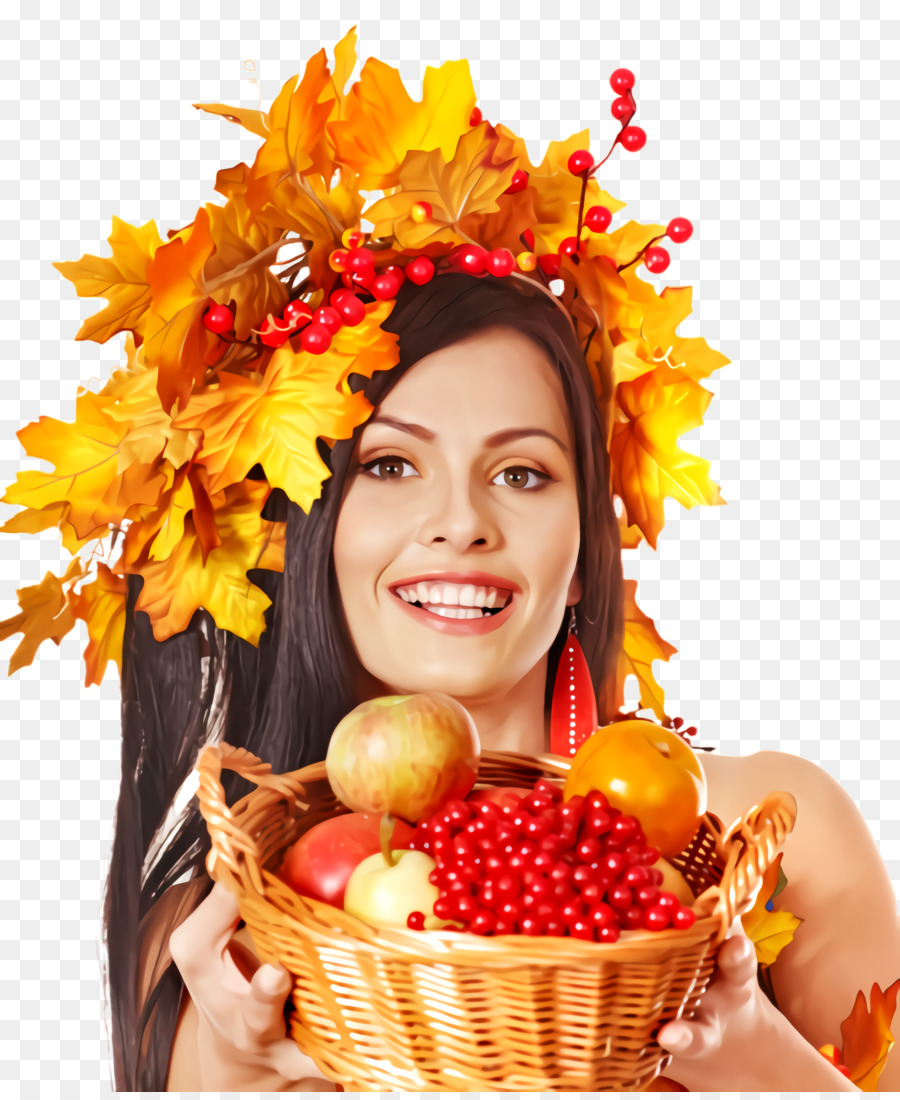 Mulher Com Frutas，Outono PNG