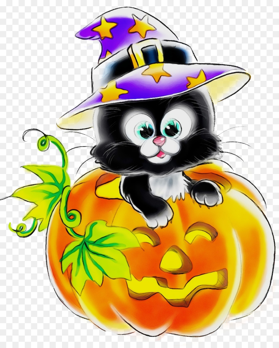 Gato Preto Fofo Usa Chapéu De Bruxa No Halloween Vetor Premium PNG