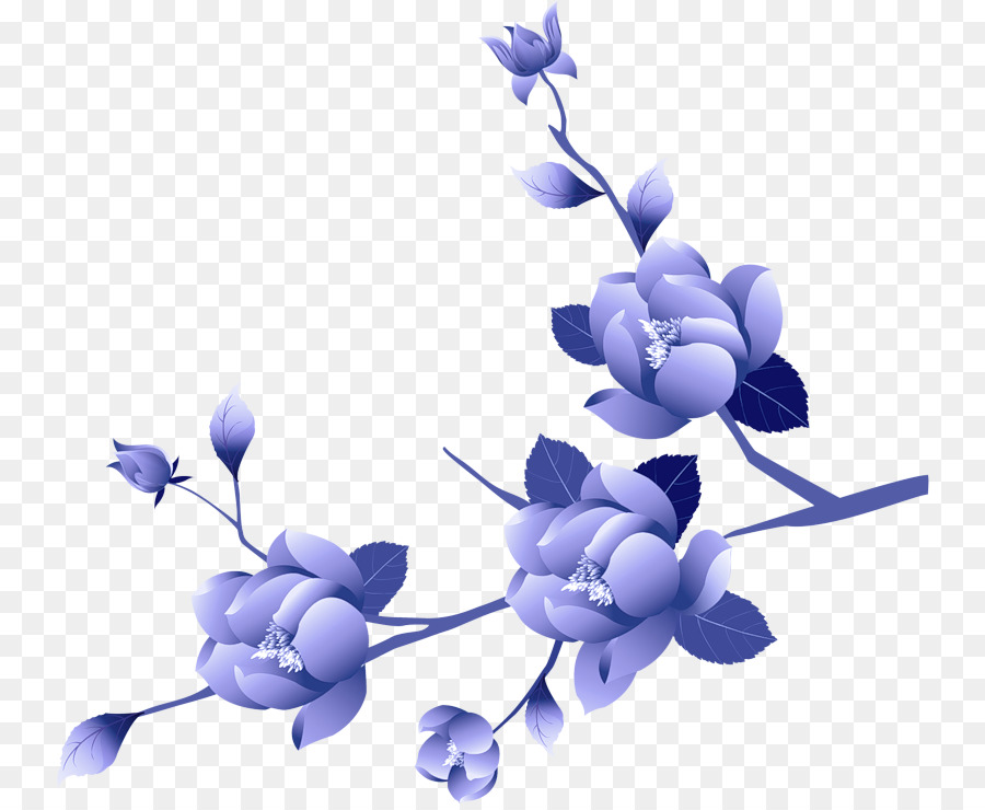 Azul，Flor PNG